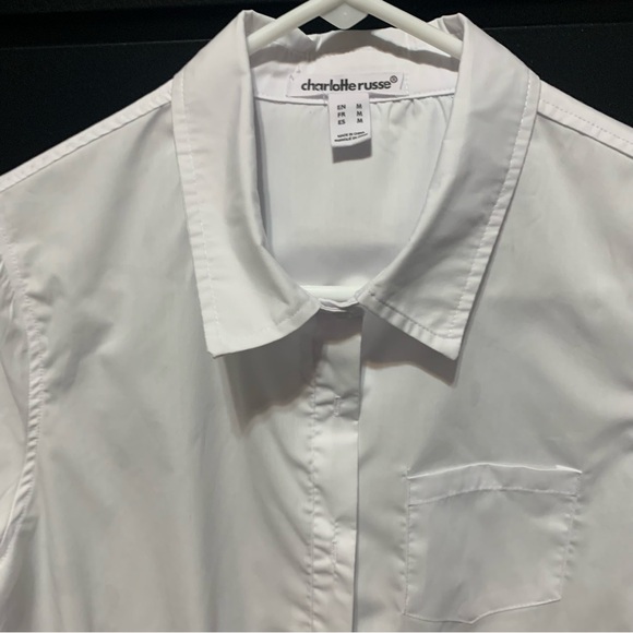 Charlotte Russe White Cropped Bomber Jacket Top. Size M. NWOT - Picture 9 of 11